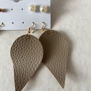 Clearance Faux Leather Tear Drop Shaped Earrings Set